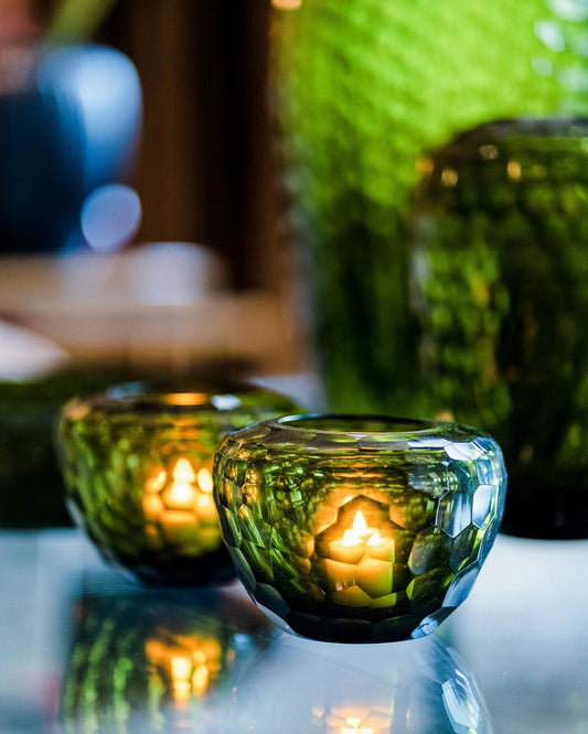 EMERALD CANDLEHOLDER - H10 D14 cm - Olive - Lowlands Design -  - AGATE CANDLEHOLDER - H10 D14 cm - Olive - Lowlands Design - Candle Holders - #tag1# - #tag2# - #tag3# - #tag4#