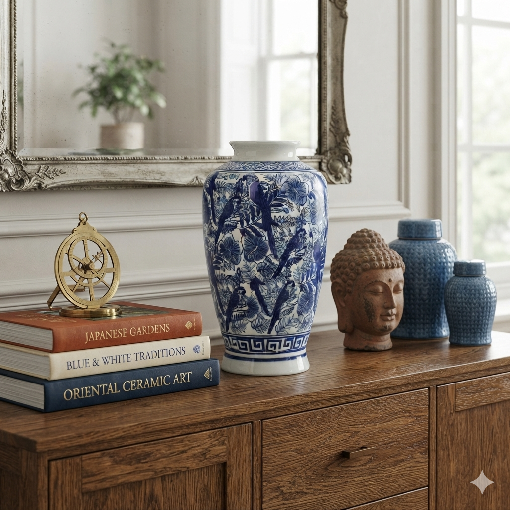 Dutch Blauw Vase Limbricht - 31x16x16cm - White Blue Porcelain