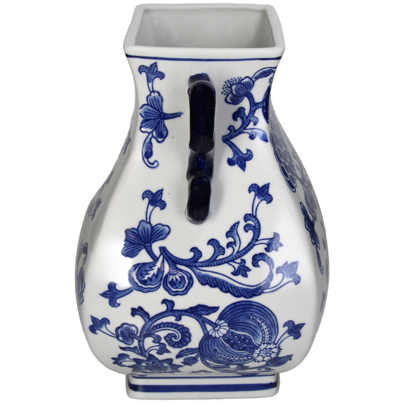 Traditional Chinoiserie Flower Vase Cuijk - 29.5x22x19cm - Blue White Porcelain