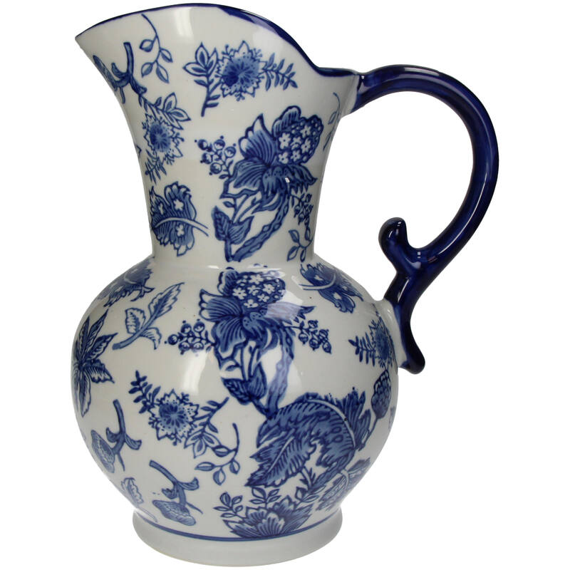 Traditional Jug Flower Vase Alkmaar - 30.5x20.5x19cm - Blue White Porcelain