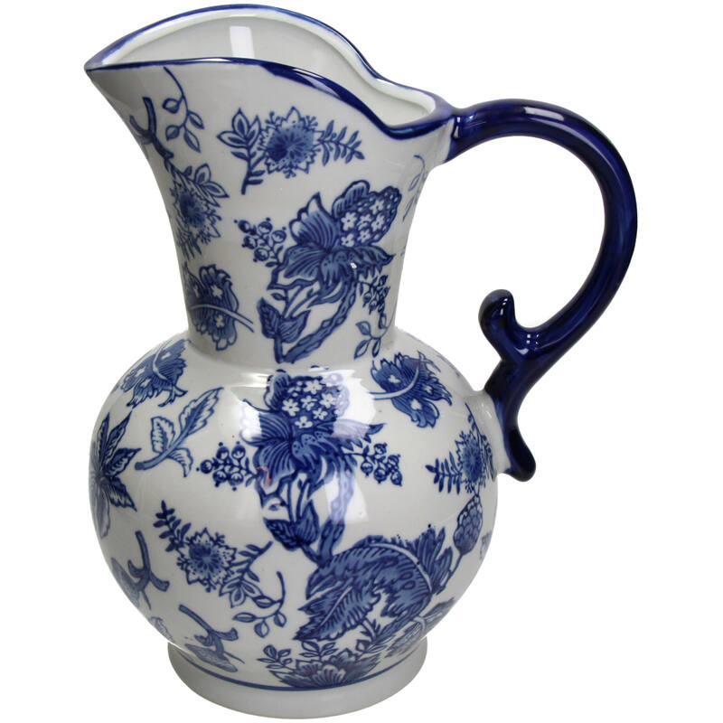 Traditional Jug Flower Vase Alkmaar - 30.5x20.5x19cm - Blue White Porcelain