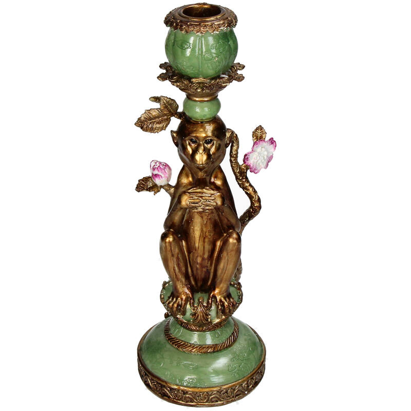 Vintage Style Monkey Candleholder - H26x10x9.5cm - Polyresin