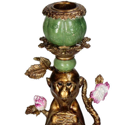 Vintage Style Monkey Candleholder - H26x10x9.5cm - Polyresin