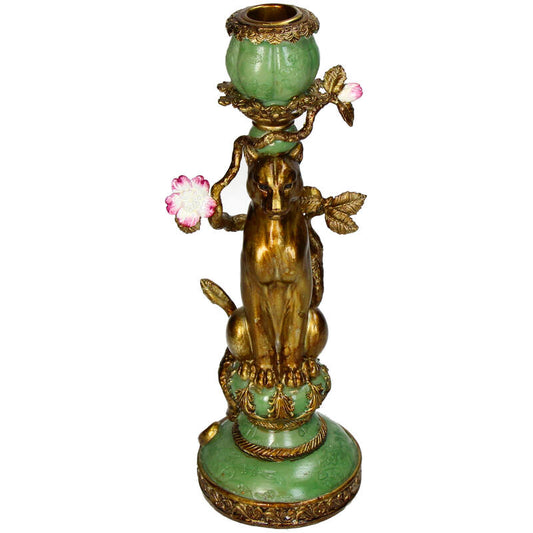 Vintage Style Leopard Candleholder - H26x10x9.5cm - Polyresin