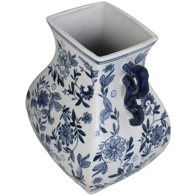 Traditional Chinoiserie Flower Vase De Kooy - 30x24.5x21.5xcm - Blue White Porcelain