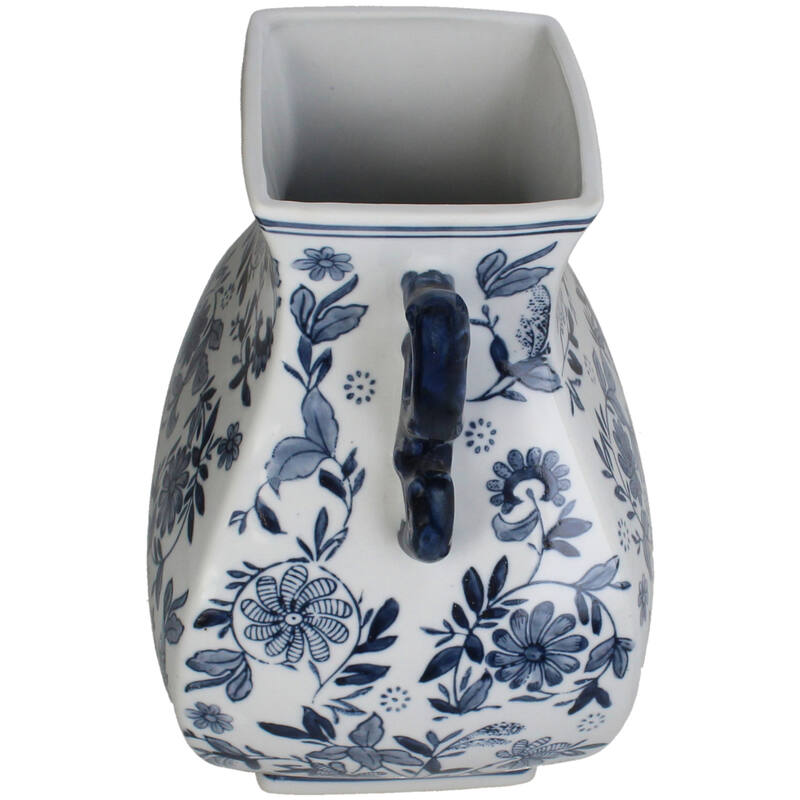 Traditional Chinoiserie Flower Vase De Kooy - 30x24.5x21.5xcm - Blue White Porcelain