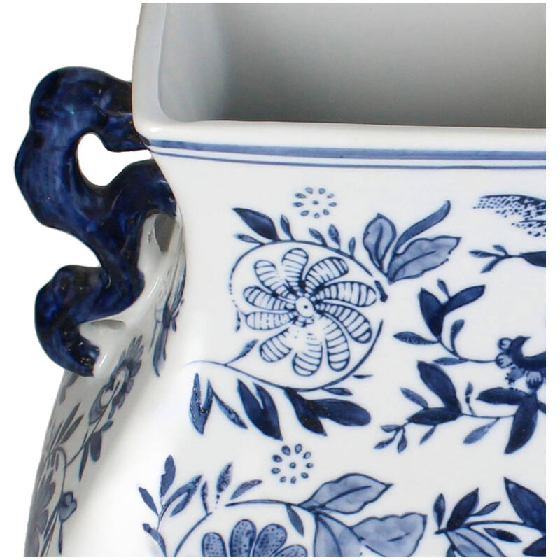Traditional Chinoiserie Flower Vase De Kooy - 30x24.5x21.5xcm - Blue White Porcelain