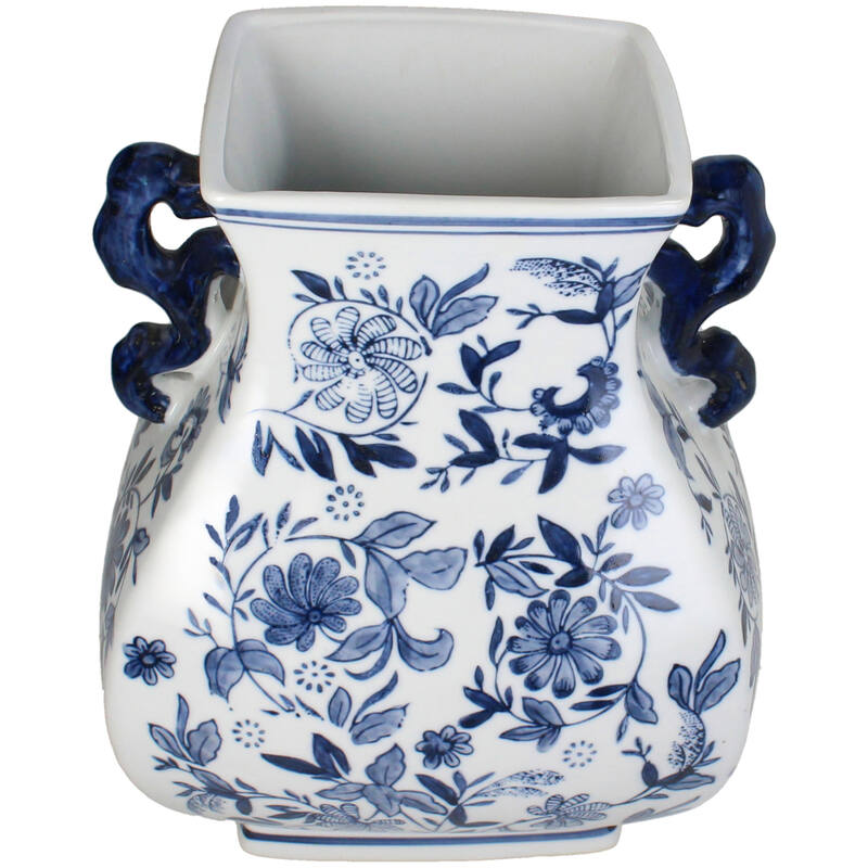 Traditional Chinoiserie Flower Vase De Kooy - 30x24.5x21.5xcm - Blue White Porcelain