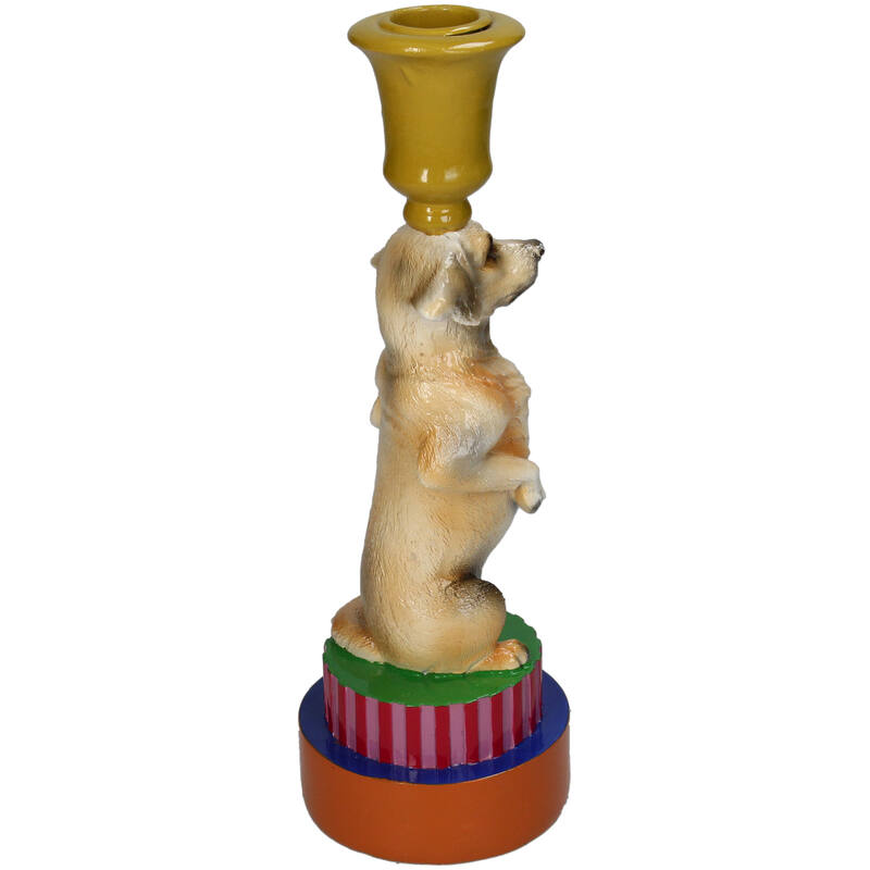 Vintage Style Golden Retriever Dog Candleholder - H23x8x8cm - Polyresin
