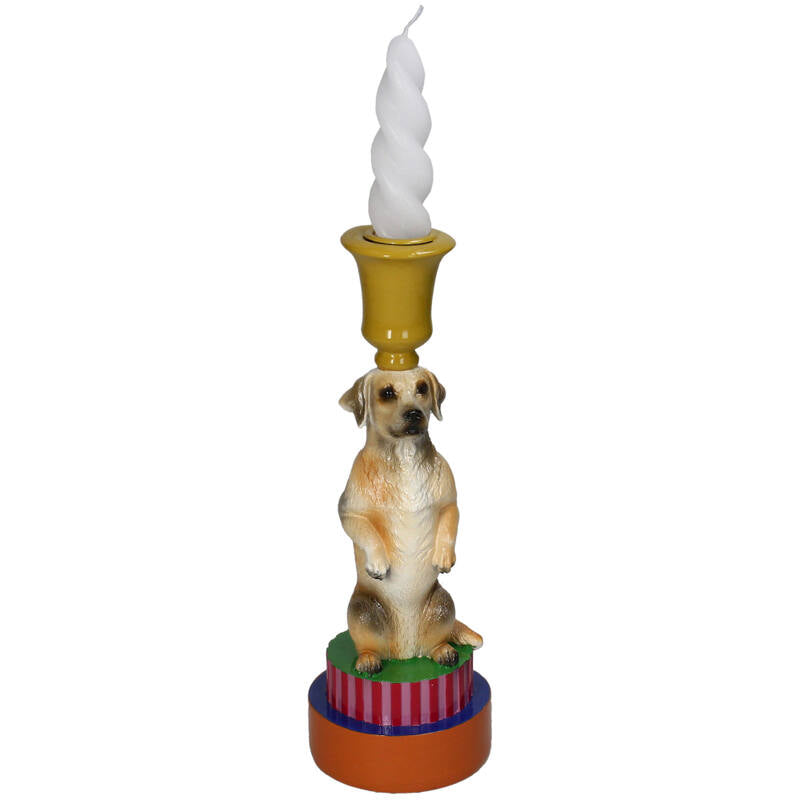 Vintage Style Golden Retriever Dog Candleholder - H23x8x8cm - Polyresin
