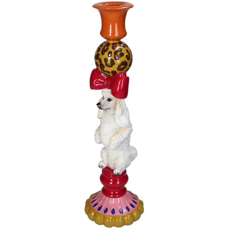 Vintage Style Poodle Dog Candlestick - H36x10.5x10.5cm - Polyresin