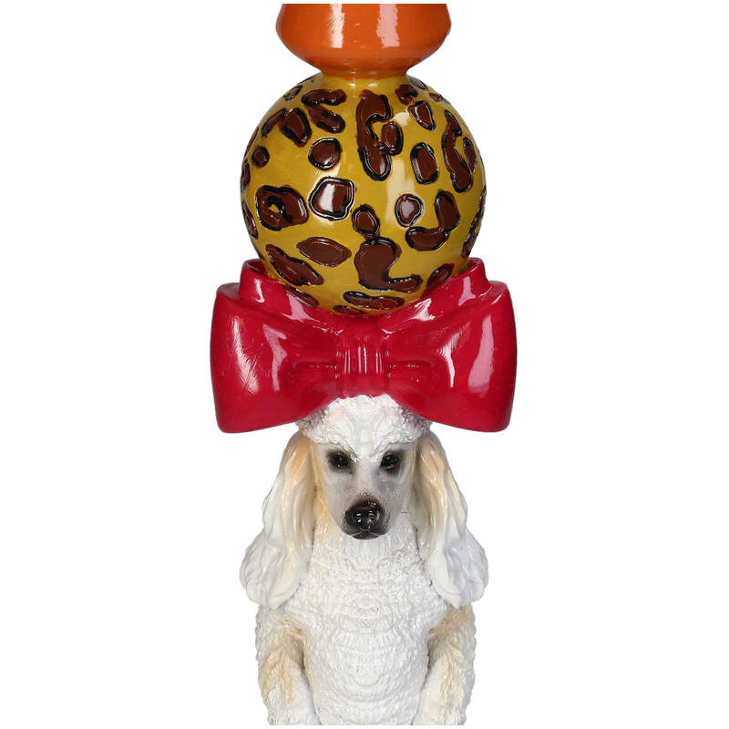 Vintage Style Poodle Dog Candlestick - H36x10.5x10.5cm - Polyresin