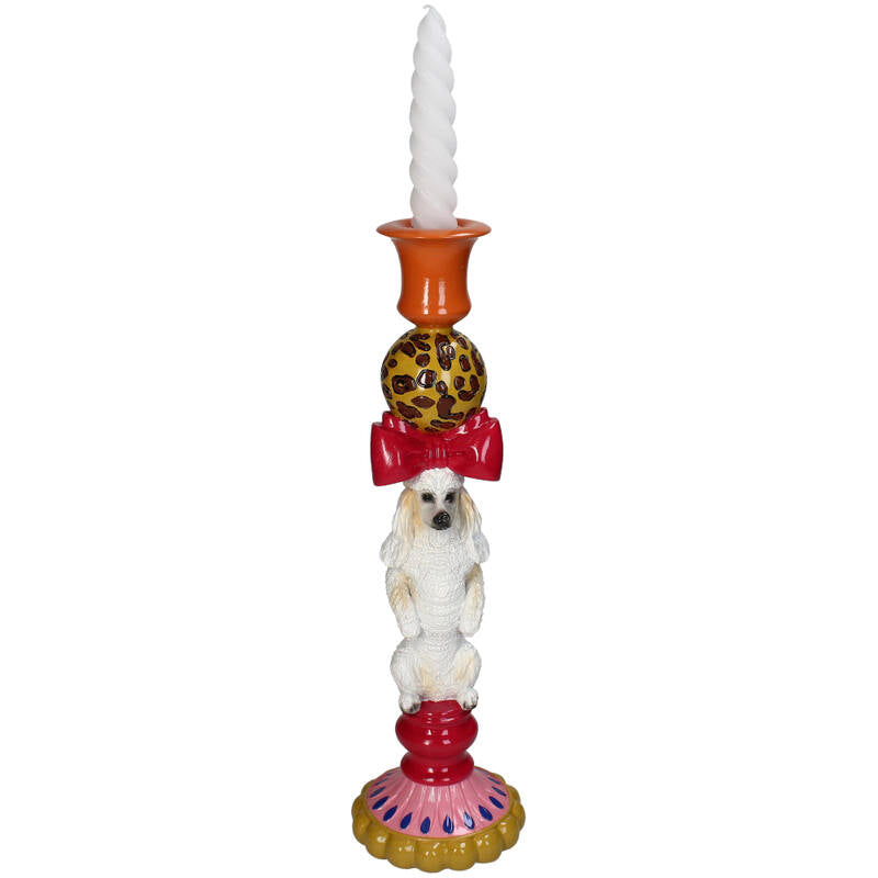 Vintage Style Poodle Dog Candlestick - H36x10.5x10.5cm - Polyresin