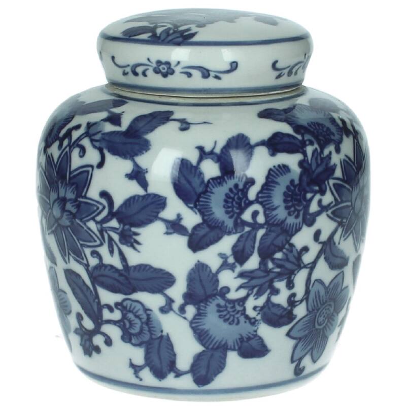 Ginger Jar Pot Oirlo - 13x11x11cm - White Blue Porcelain
