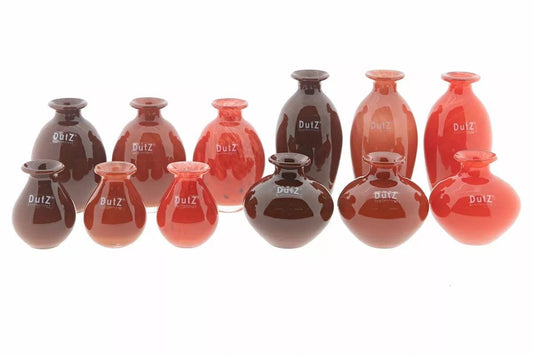 NADIEL RED TINTS BUDVASE SET - Lowlands Design -  - SET NADIEL - 4x6 - RED TINTS - Order unit: 1pcs - #tag1# - #tag2# - #tag3# - #tag4#