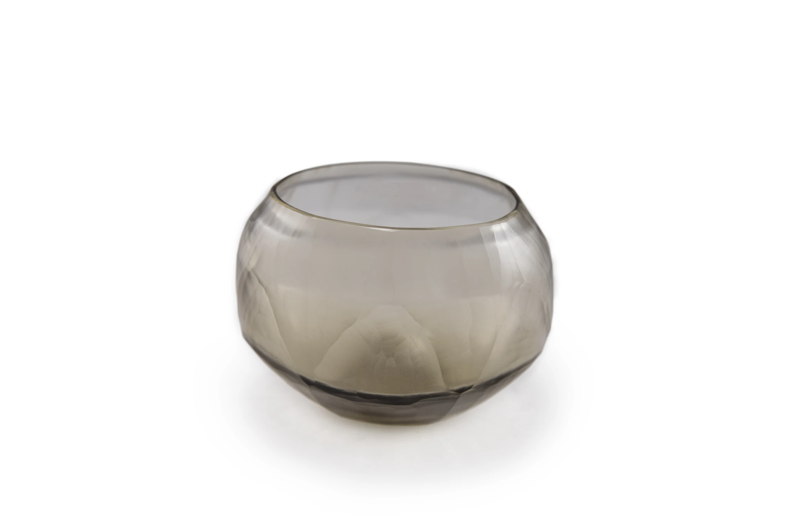 SULPHUR CANDLEHOLDER - H9 D11 cm - SMOKE - Lowlands Design -  - buy carved facetted mouth blown luxury glass of premium vases sales Dutch design guax available to purchase in the UK - #tag1# - #tag2# - #tag3# - #tag4#