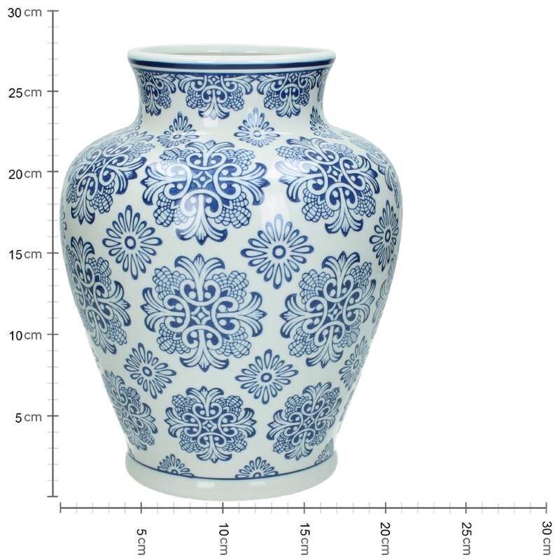 Dutch Blauw Flower Vase Meppel - 28x21x21cm - Blue White Porcelain
