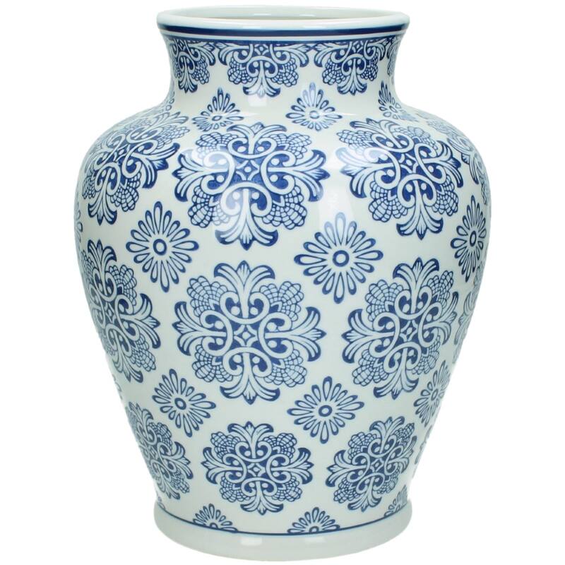 Dutch Blauw Flower Vase Meppel - 28x21x21cm - Blue White Porcelain