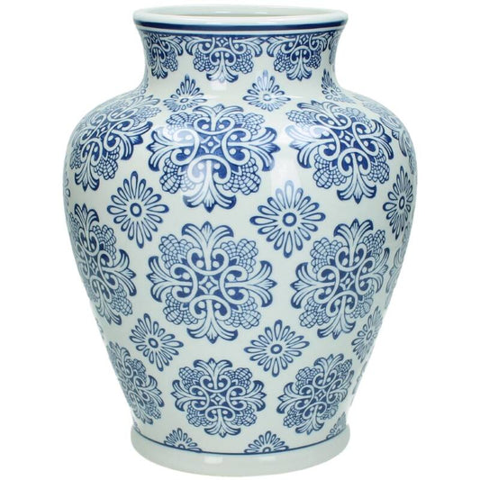 Dutch Blauw Flower Vase Meppel - 28x21x21cm - Blue White Porcelain