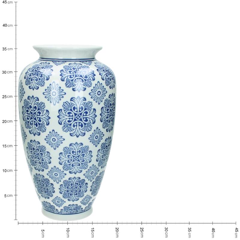 Dutch Blauw Flower Vase Moerdijk - 36x18x18cm - Blue White Porcelain