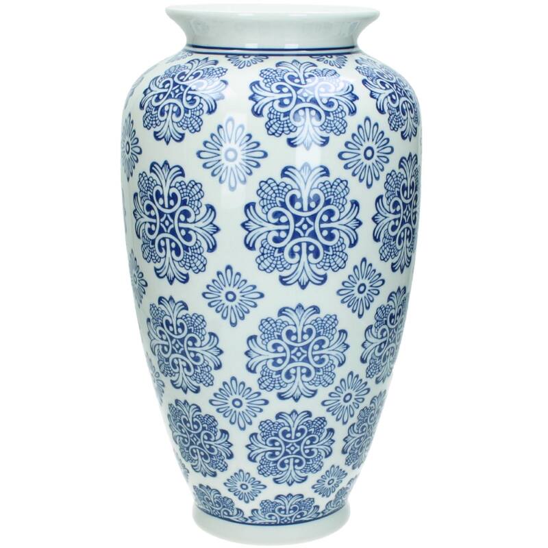 Dutch Blauw Flower Vase Moerdijk - 36x18x18cm - Blue White Porcelain