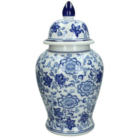 Chinoiserie Ginger Jar Pot & Vase Hunze - 37x22x22cm - White Blue Porcelain