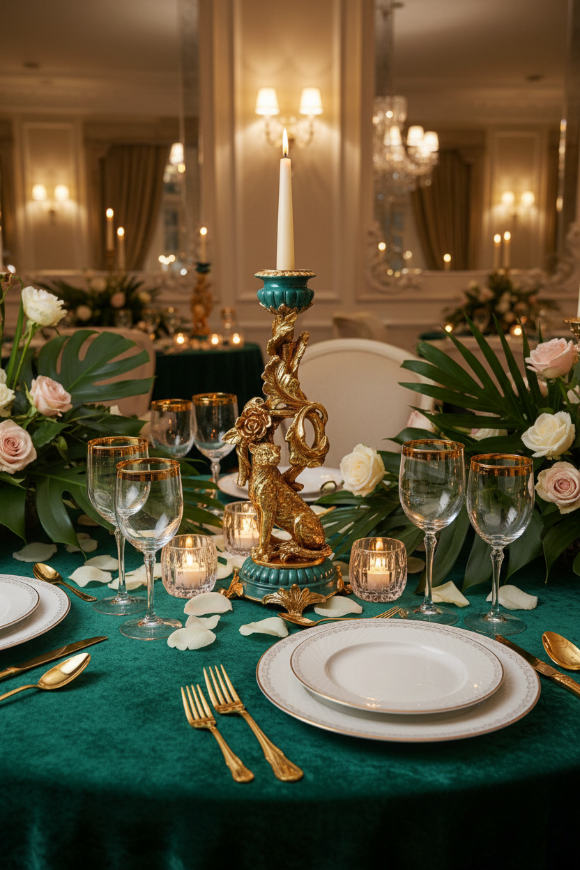 Vintage Style Leopard Candleholder - H34x12x12cm - Polyresin