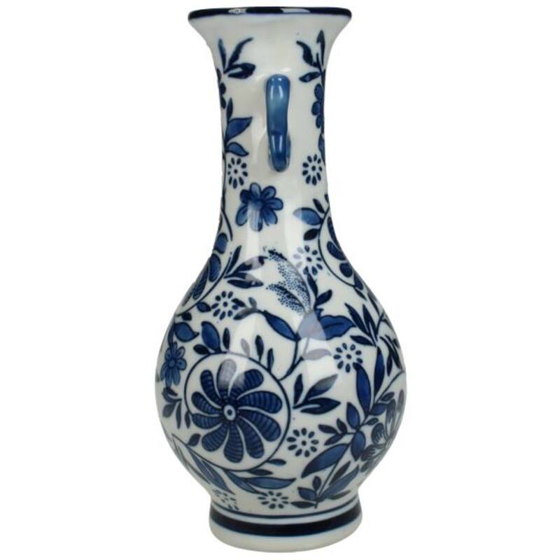 Dutch Blauw Flower Vase Aalsmeer - 21x10x10cm - Blue White Porcelain