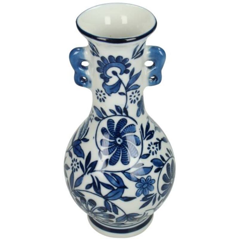Dutch Blauw Flower Vase Aalsmeer - 21x10x10cm - Blue White Porcelain