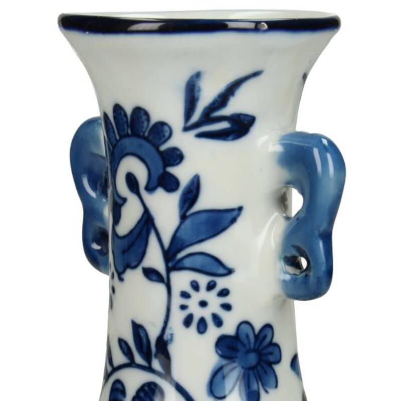 Dutch Blauw Flower Vase Aalsmeer - 21x10x10cm - Blue White Porcelain