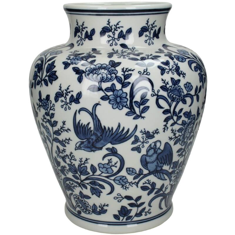 Elegant Blue and White Porcelain Jar featuring intricate floral and bird designs for home decor
