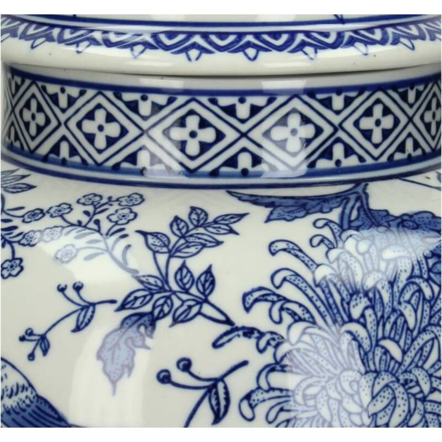 Chinoiserie Ginger Jar Pot & Vase Vaals - 35x18x18cm- White Blue Porcelain