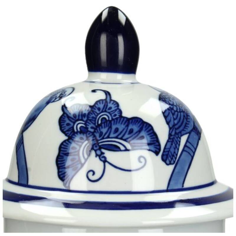 Chinoiserie Ginger Jar Pot & Vase White Blue Porcelain with floral design and decorative lid