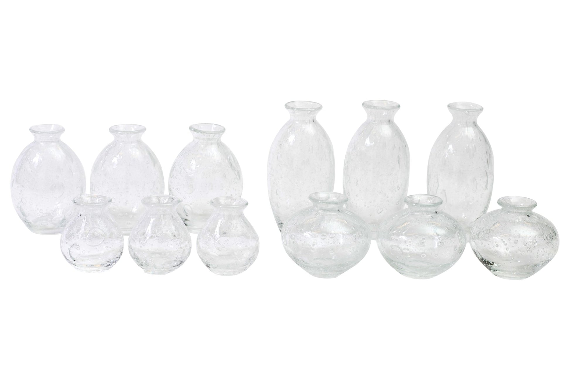 Lowlands Design clear glass vase set with various shapes and sizes for elegant home decor