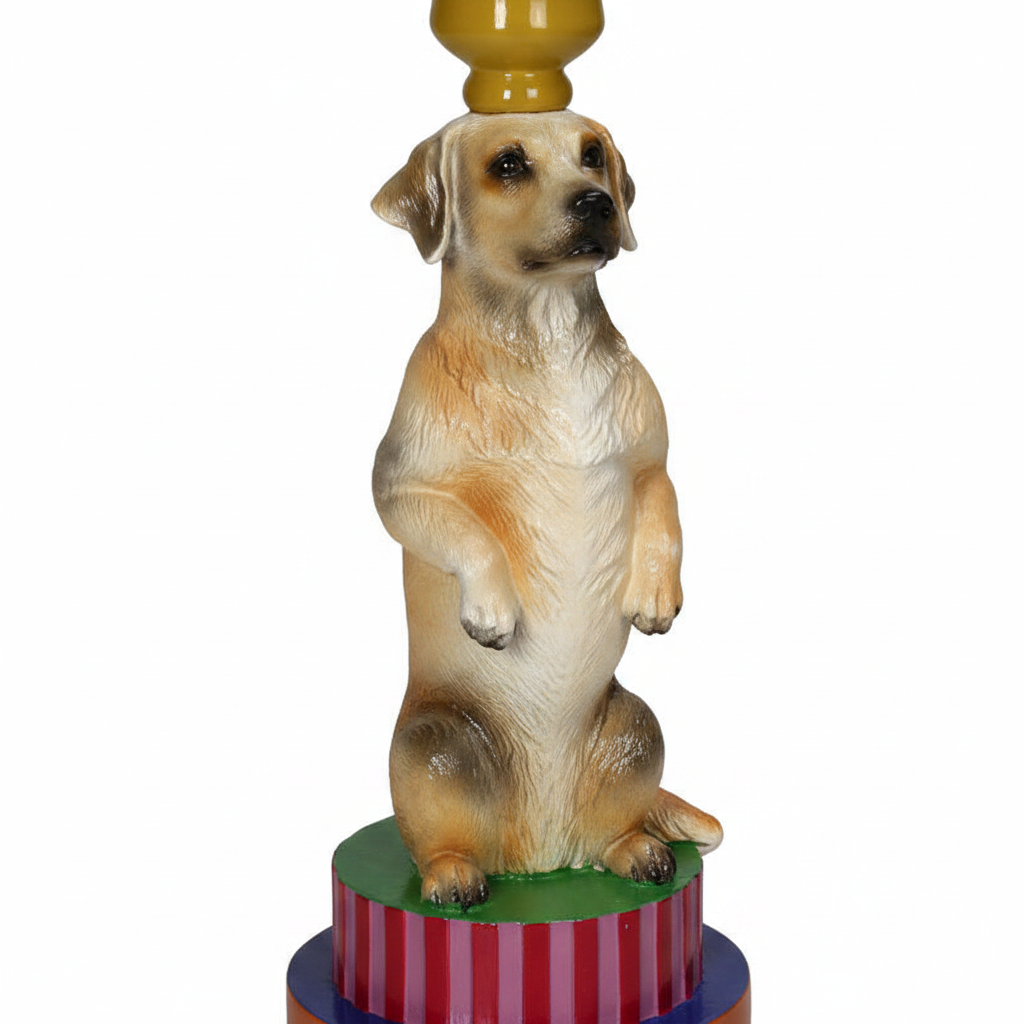 Vintage dog candleholder by Lowlands Design featuring a detailed standing dog figurine