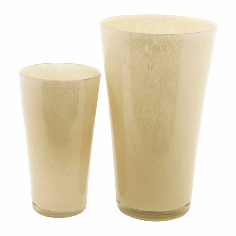 Set of two Lowlands Design flowervase glass mouthblown vases in a soft beige finish