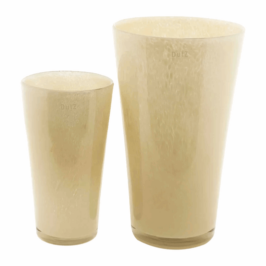 Set of two Lowlands Design flowervase glass mouthblown vases in a soft beige finish