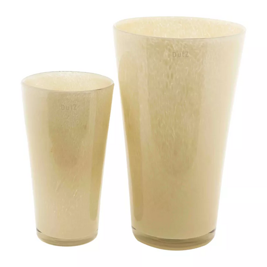 Set of two Lowlands Design flowervase glass mouthblown vases in a soft beige finish