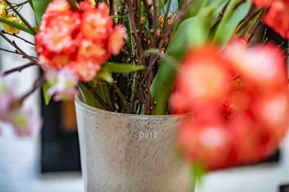 Lowlands Design Flowervase glass mouthblown featuring vibrant flowers and a stylish design