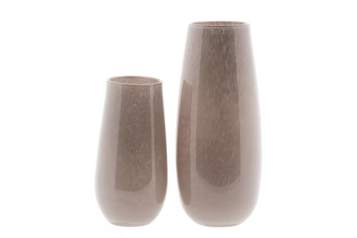 Lowlands Design flower vase glass mauve, set of two sizes in sleek modern design