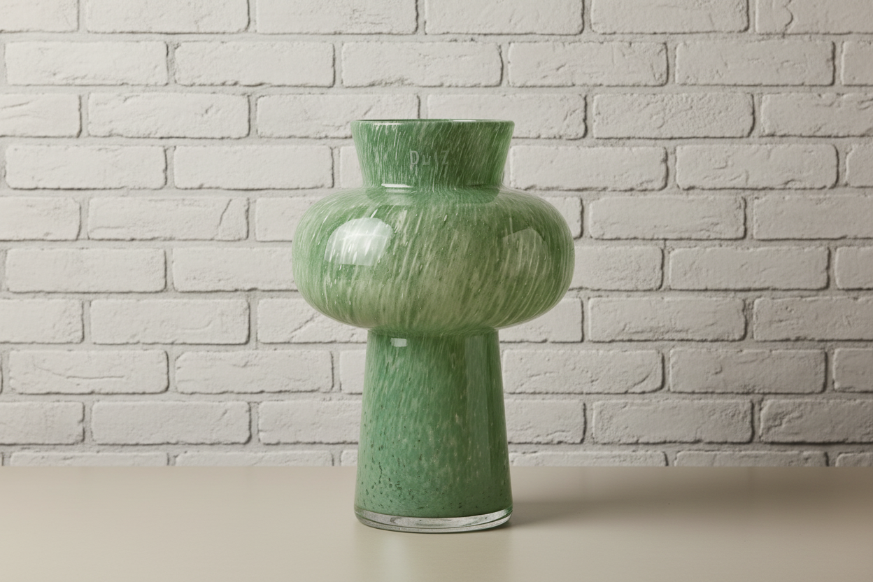 DUKLA Glass Flower Vase - H27 D19 cm - PISTACHE Colour