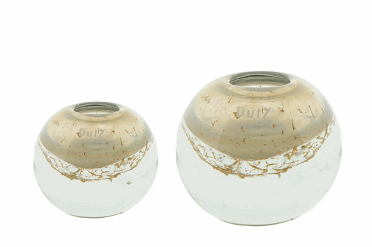 Lowlands Design elegant ball vase set with gold accents and clear glass finish