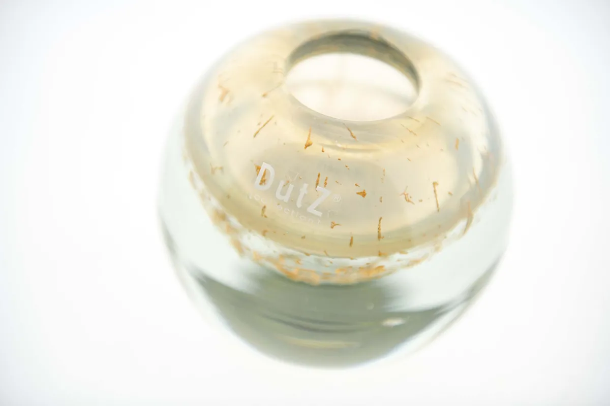 Lowlands Design transparent ball vase with gold flecks inside elegant glass decor