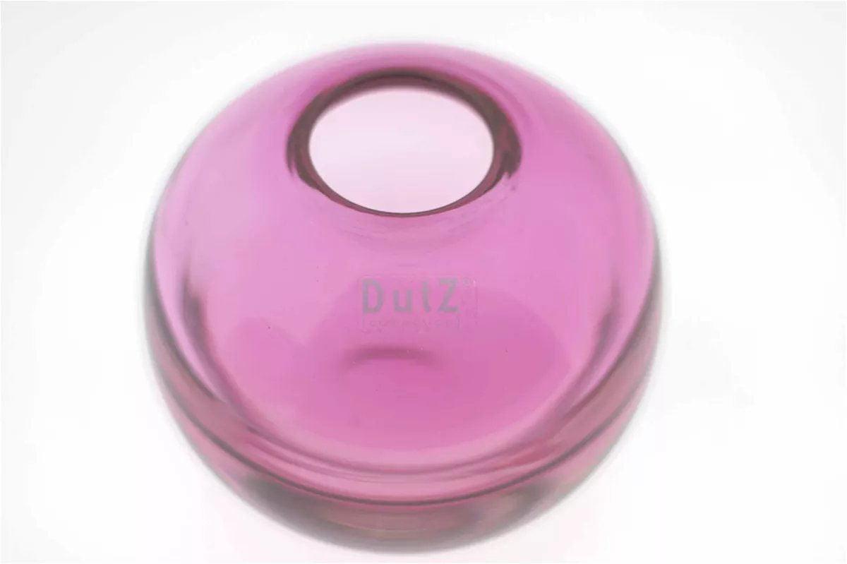 Purple glass ball vase by Lowlands Design with smooth round shape and glossy finish