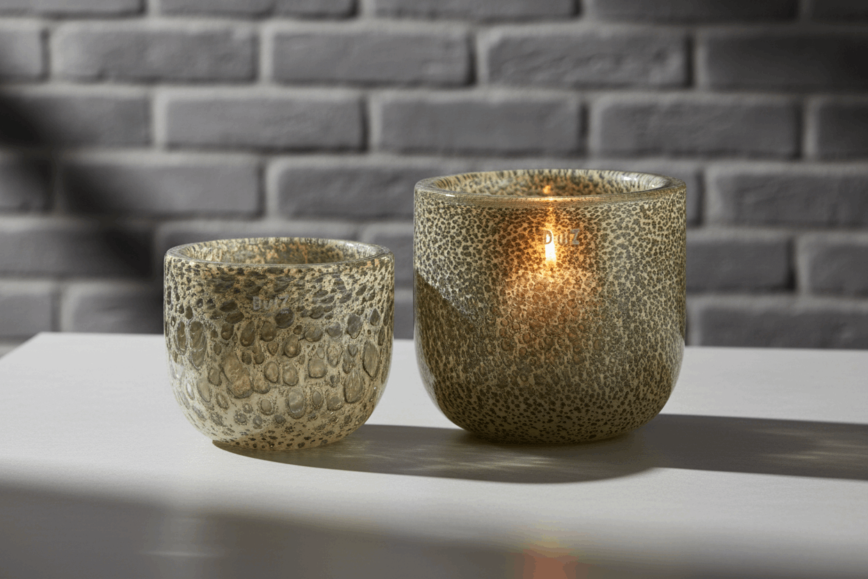 Decorative Bowl THICK Glass - BEIGE BUBBLES by DutZ