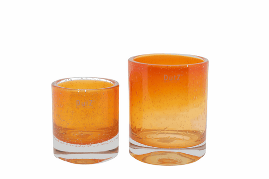 DutZ bright colour glass candleholder vase, set of two, 8cm and 10cm, with an elegant gradient finish