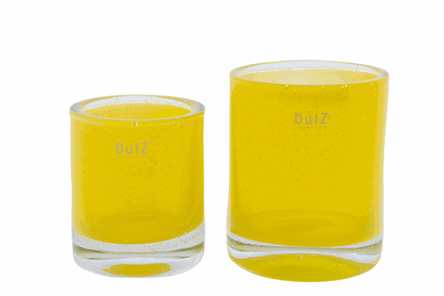DutZ bright colour glass candleholder vase in yellow, small and large sizes, perfect for decorative use