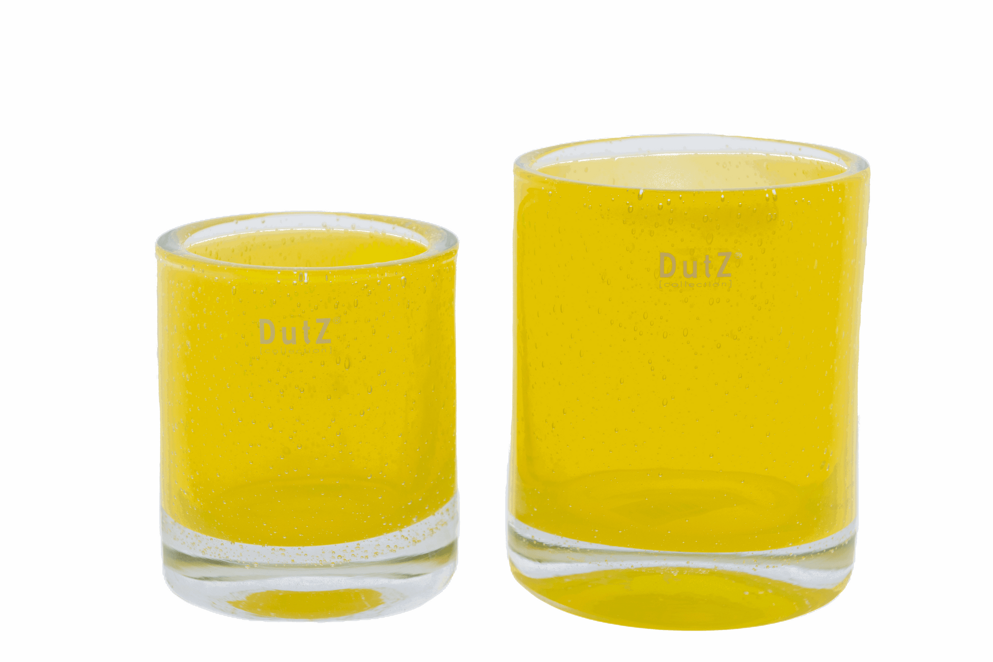DutZ bright colour glass candleholder vase in yellow, small and large sizes, perfect for decorative use
