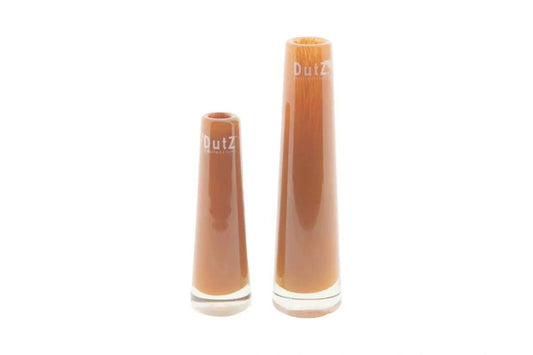 Set of two Lowlands Design Solifleur budvase in brown with clear glass bases for single stems