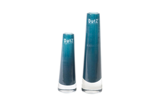 Lowlands Design blue glass Solifleur budvase set with clear bases in two sizes